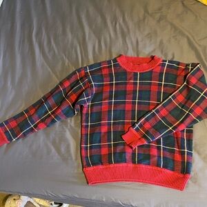 Plaid Red and Black Men's Sweater
